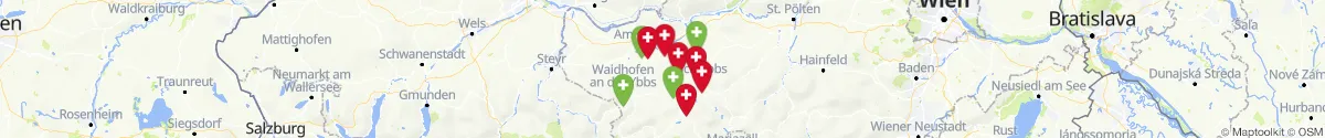 Kartenansicht für Apotheken-Notdienste in der Nähe von Gresten (Scheibbs, Niederösterreich)